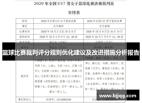 篮球比赛裁判评分规则优化建议及改进措施分析报告